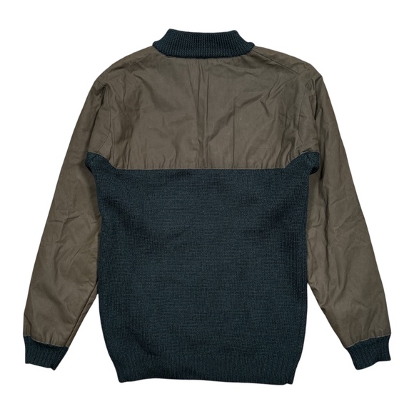 CC Filson Waterfowl Wool Waxed Canvas 1/4 Zip Green Sweater Mens Small - Picture 2 of 11